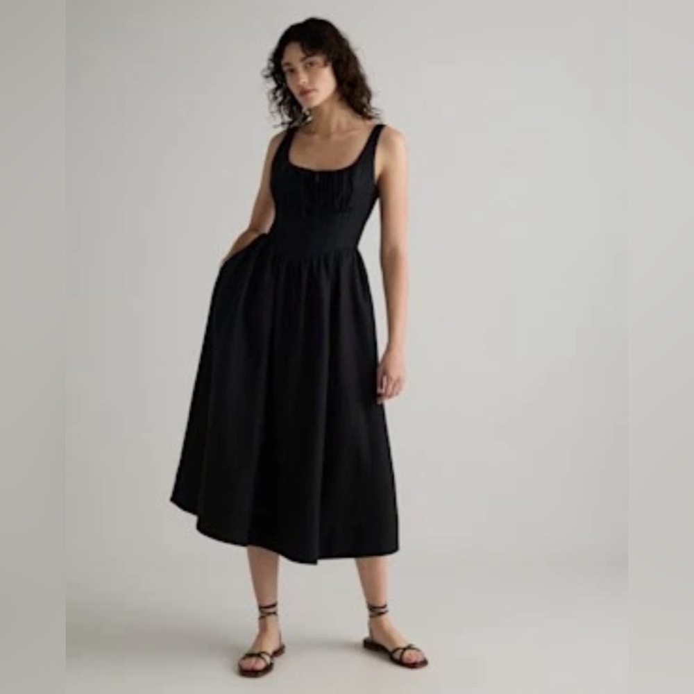 NWT Quince 100% Linen Corset Midi Dress - Extra Small